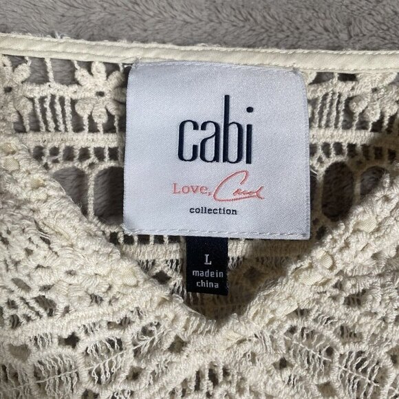 Cabi Capri Top #5026 Ecru Crochet Swim Cover Beach Resort Summer Vacation - Picture 7 of 14